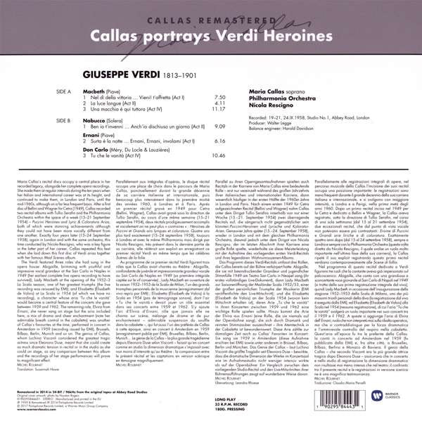 Callas portrays Verdi Heroines (Verdi 1, Studio Recital)(Vinyl)