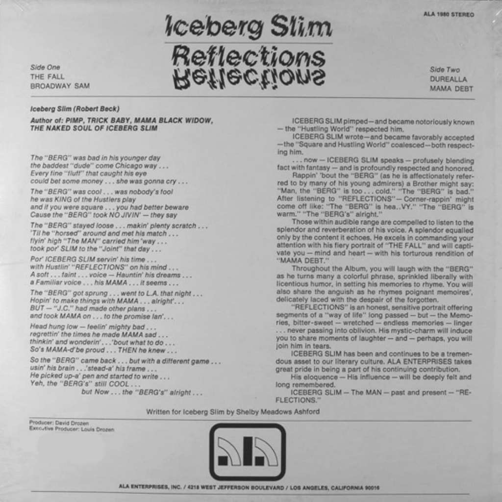 Iceberg Slim - Reflections - ALA - ALA 1980