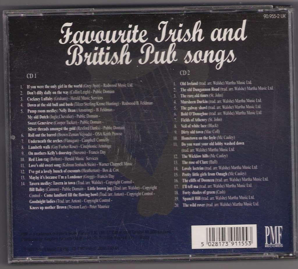 Favourite Irish and British Pub Songs Double CD Set