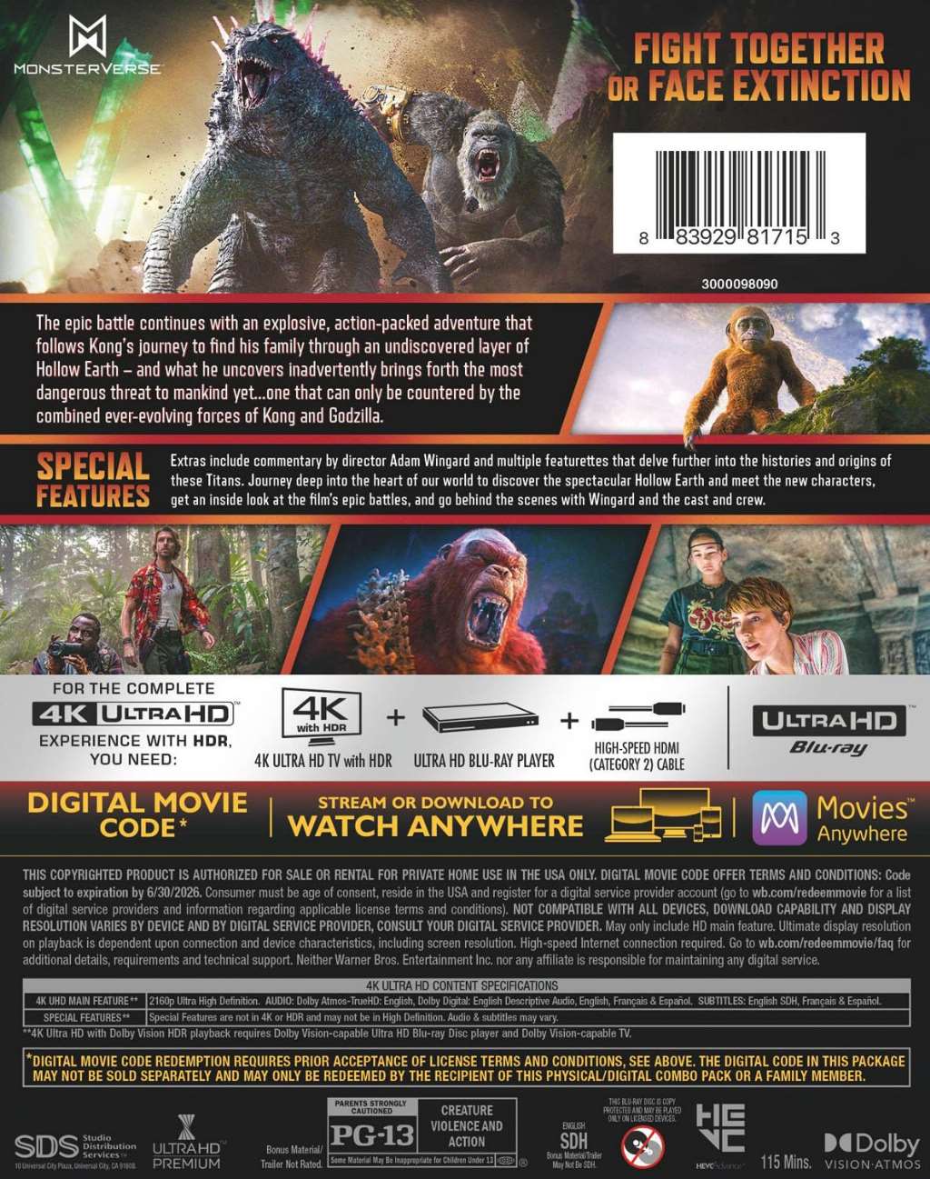 Godzilla x Kong: The New Empire (4K Ultra + Digital) [4K UHD]